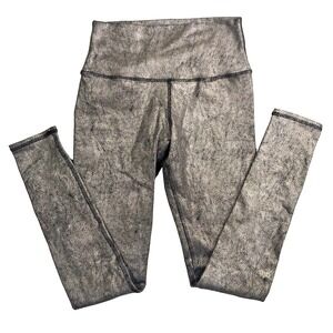 ALO High Waist Leggings Women's S Yoga Workout Metallic Silver Airbrush
